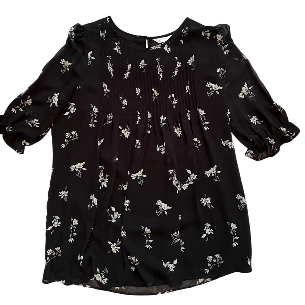 Reitmans Floral Black Blouse
